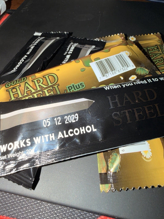 hardsteel honey packs(12packs). black and gold